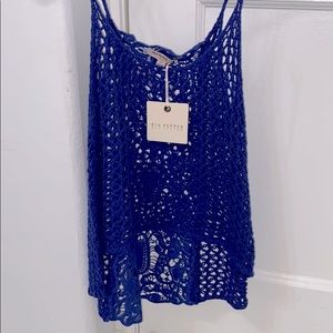 Blu pepper medium royal blue crocheted tank top